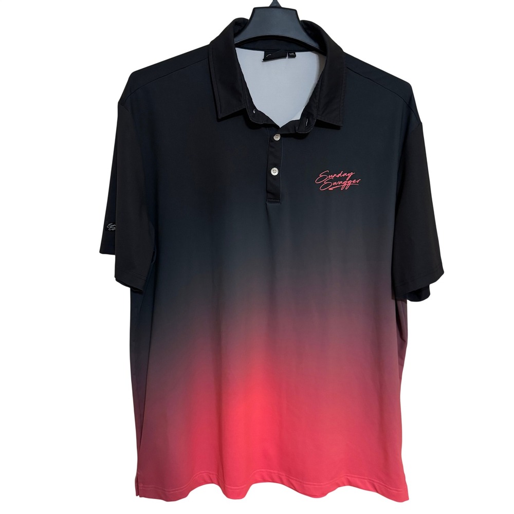 Sunday Swagger Polo Men's 2XL Golf Activewear Black Pink Vacation Resort Party
